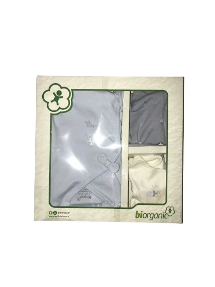 Bibaby Biorganic Love Floral 5'Li Hastane Çıkış Seti 62360 Ekru Lila - 2