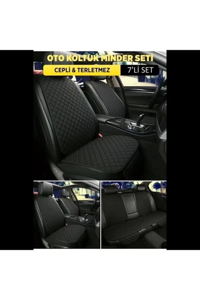 Subaru İmprezaUyumlu Terletmez Kumaş Minder Seti 7 Parça Full Takım siyah-siyah