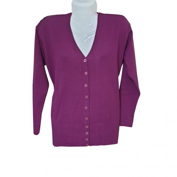 Kardelen Kumaş Cepsiz Model Triko Hırka - 3