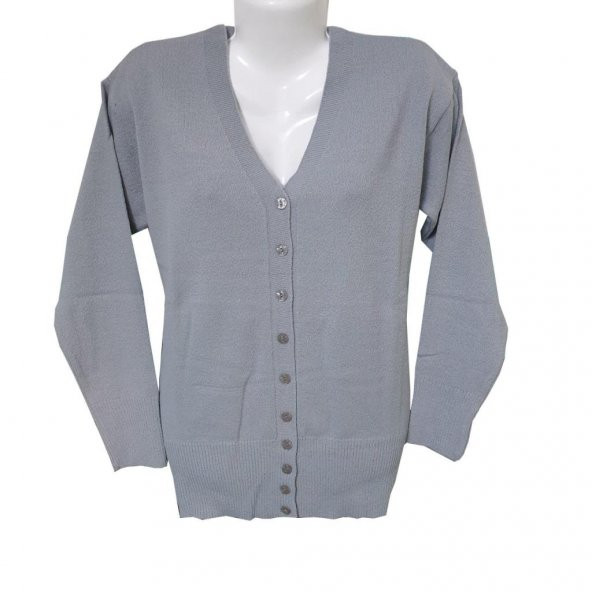 Kardelen Kumaş Cepsiz Model Triko Hırka - 4