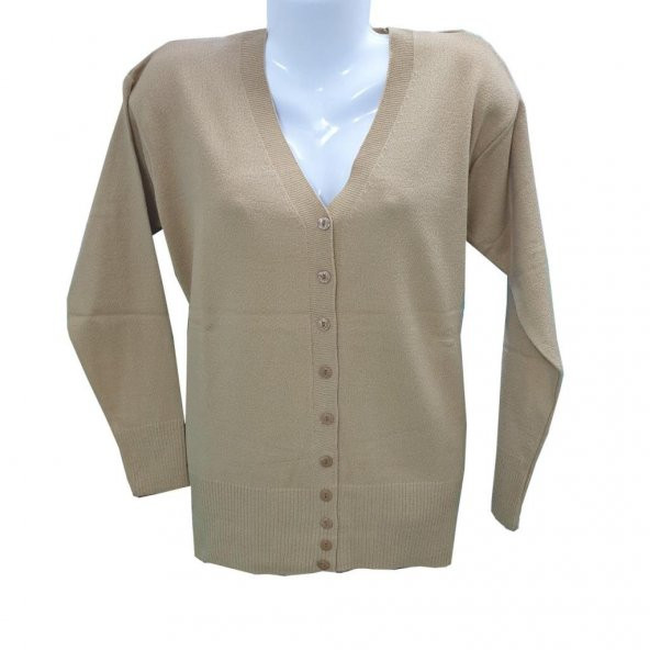 Kardelen Kumaş Cepsiz Model Triko Hırka - 5