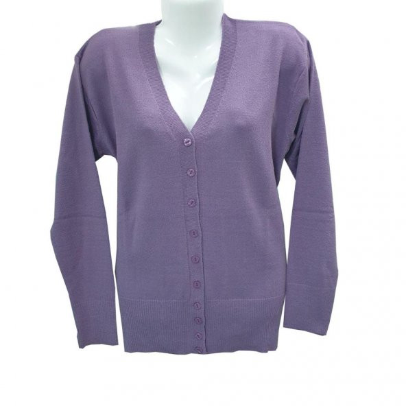 Kardelen Kumaş Cepsiz Model Triko Hırka - 6