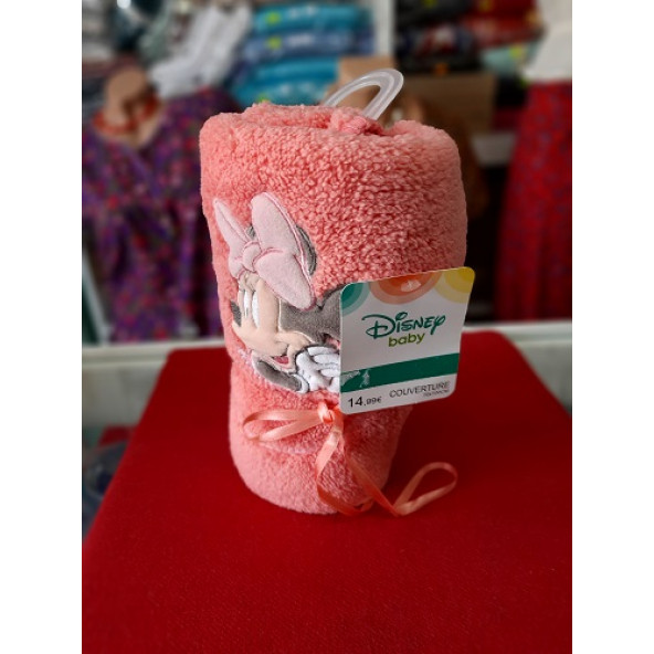 Disney Bebek Battaniyesi- Kenarları Tığ Basılı- Minny Mouse Aplikeli- Well Soft- 70x100 cm - 2