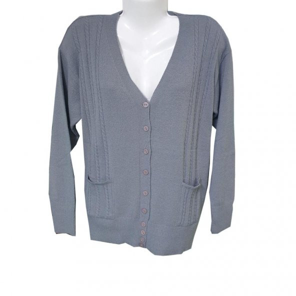 Kardelen Saç Kumaş Cepli Model Triko Hırka - 3