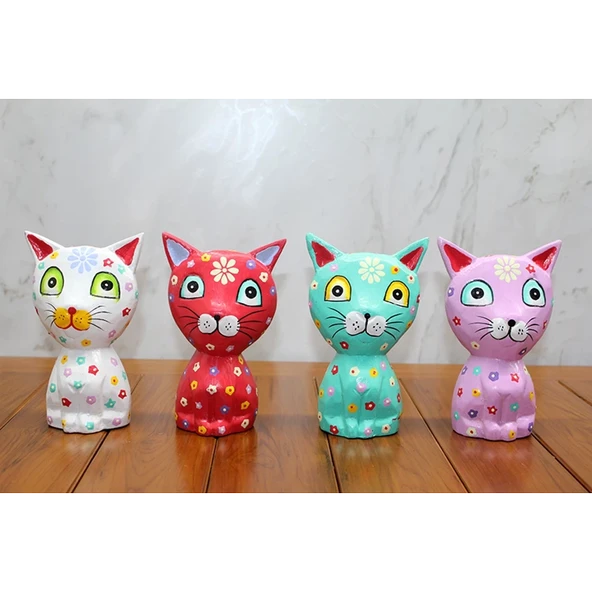 Ahşap 4'lü Kedi Seti Polos:15 ürün görseli