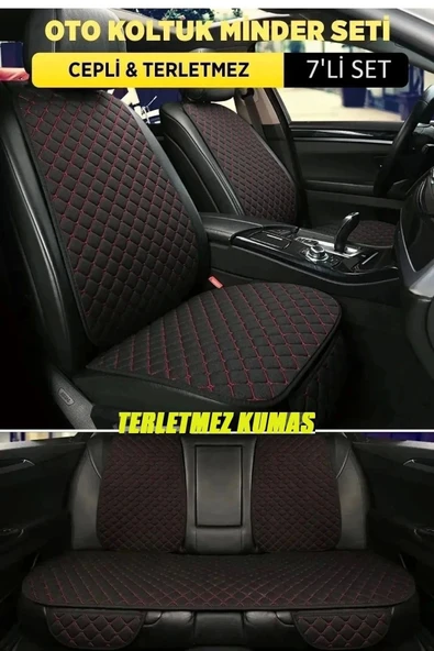 Mini Mini Terletmez Kumaş Minder Seti 7 Parça Full Takım siyah-kırmızı