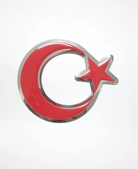 12 Cm Yuvarlak Plastik Yapışkanlı Ay Yıldız Arma - Resim 3