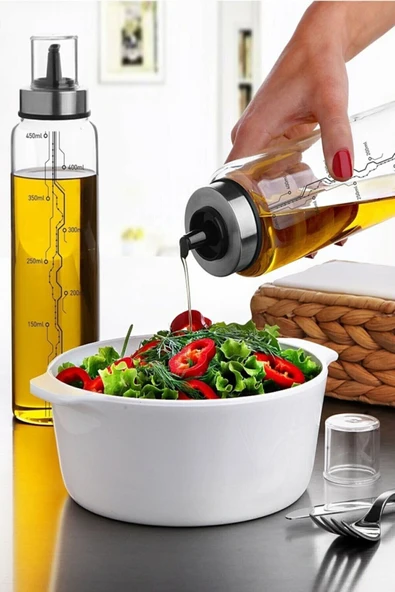 Borosilikat Akıllı Cam Yağdanlık - Dekoratif Sızdırmaz Sirkelik Sosluk 500 ML - 4