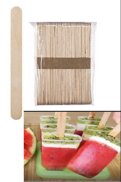 50 li Ahşap Meybuz Dondurma Çubuğu Dil Çubuğu Dar 11 x 1 cm - Resim 2