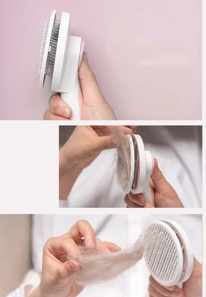 Kavis Uçlu Kedi Köpek Banyo Ve Tarama Tarağı Kendini Temizleyen Tüy Toplama Fırçası - Resim 3