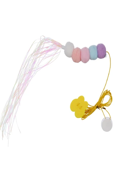 Elastik Tırtıl Kedi Oyuncağı Vantuzlu Lastikli Kedi Zilli Peluş Yakalama Egzersiz Oyuncağı - 4