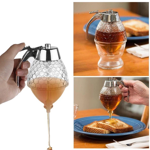 Pompalı Akrilik Bal Kavanozu -  Bal - Reçel Dispanseri - Resim 5