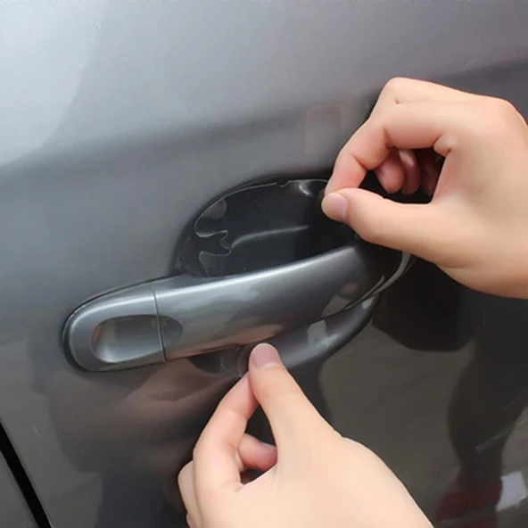 8 Adet Araba Kapı Kolu Koruyucu Çizilme Önleyici Şeffaf Sticker Film Koruma Seti - 4