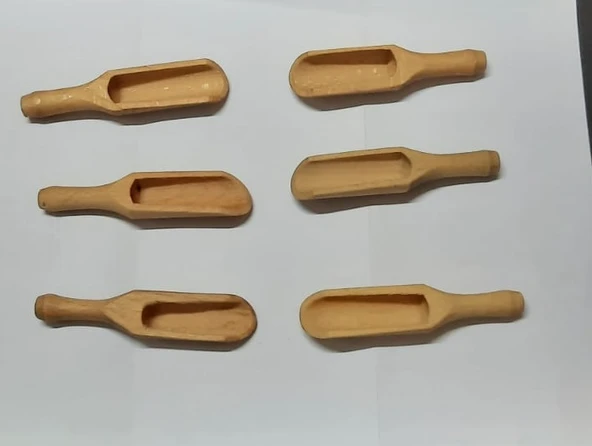 6 lı Ahşap Mini Baharat Küreği 9 Cm - 4