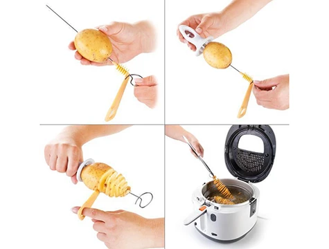 Spiral Patates Dilimleyici Aparat Çubukta Patates Cips Yapma - Resim 2