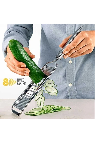 3 Başlıklı Saplı Kaymaz Rende Jülyen Kesici Patates Lahana Havuç Rendesi - Resim 5