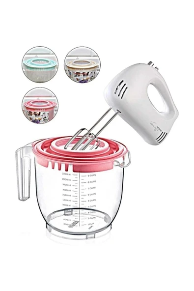 Şeffaf Mikser Karıştırma  Kabı Özel Koruma Kapaklı Sıçratmayan  Ölçülü 2400 ML - 3
