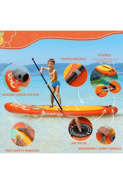 lethe boards  Paddleboard 240 x 76 x 15 cm Çocuk Sörf Tahtası SeaSee FULLSET/Turuncu - 6