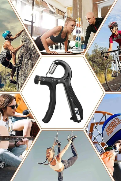lethe boards  Sayaç Göstergeli Ayarlanabilir 5-60 Kg Dirençli El Yayı El Kavrama Spor Egzersiz Aleti - 5