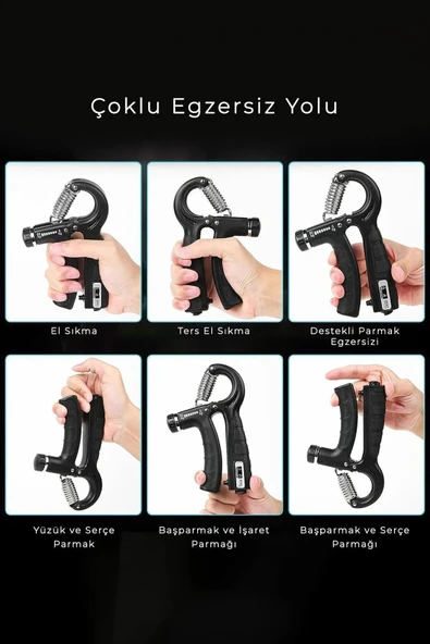 lethe boards  Sayaç Göstergeli Ayarlanabilir 5-60 Kg Dirençli El Yayı El Kavrama Spor Egzersiz Aleti - 3