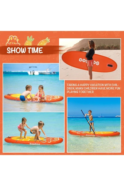 lethe boards  Paddleboard 240 x 76 x 15 cm Çocuk Sörf Tahtası SeaSee FULLSET/Turuncu - 4