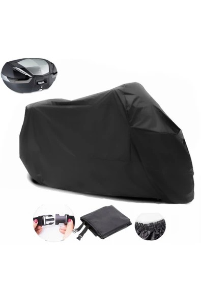AutoEN RMG Moto Gusto Clasico Arka Çanta Uyumlu Motorsiklet Brandası, Motor Örtüsü-Siyah MBA90002