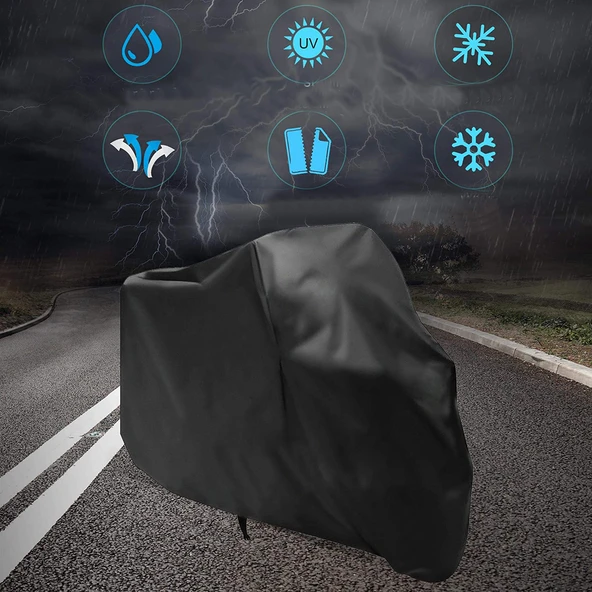 AutoEN RMG Moto Gusto Tornado Arka Çanta Uyumlu Motorsiklet Brandası, Motor Örtüsü-Siyah MBA90002 - 2