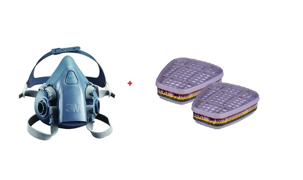 3M 7502 Yarım Yüz Maskesi (Orta Boy) +3M 6059 Abek1 Filtre ürün görseli 1