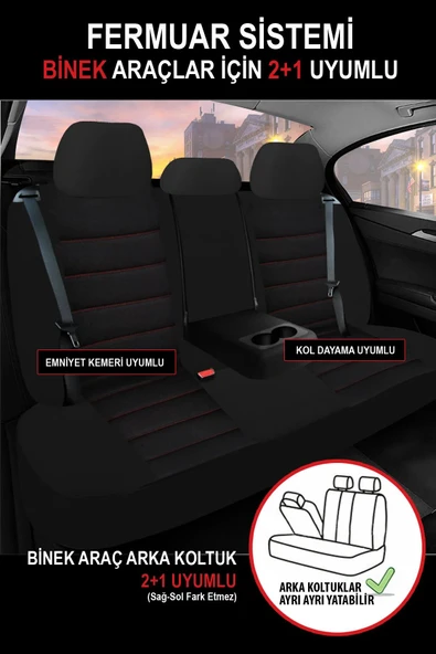 KURRA STORE Volvo 480 uyumlu tam set 5 koltuk tay tüyü oto kılıfı siyah - Resim 3