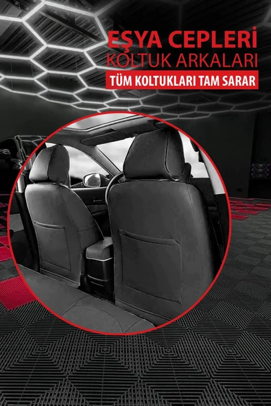 KURRA STORE Fiat Strada uyumlu tam set 5 koltuk tay tüyü oto kılıfı siyah - Resim 2