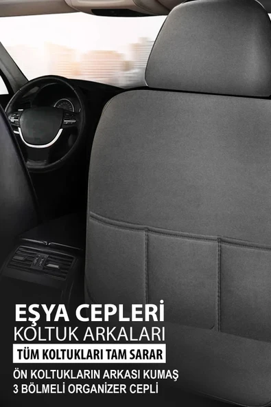 KURRA STORE Peugeot 508  Uyumlu 5 KOLTUK TAM SET TAY TÜYÜ OTO KOLTUK KILIFI FÜME - Resim 5