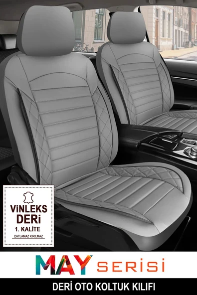 KURRA STORE Seat Alhambra  Uyumlu 5 KOLTUK TAM SET DERİ OTO KOLTUK KILIFI TERLETME KOKMA YAPMAZ GRİ