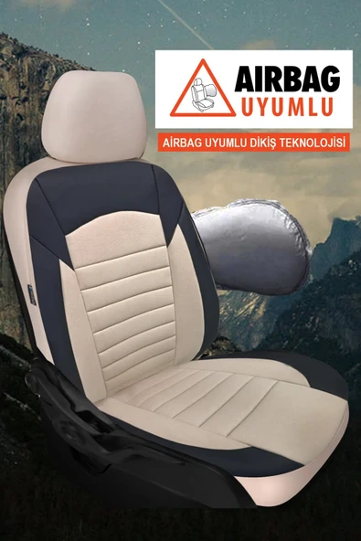 KURRA STORE Dacia Logan Mcv Ambiance 1.6 Lpg Euro5 7 Kisilik 2012  PİKE KUMAŞ TAM SET OTO KOLTUK KILIFI BEJ - 5