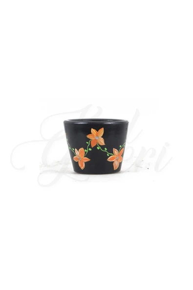 Boyama Minik Konik Çeşitli Renkli El Yapımı Doğal Terleyen Çömlek Toprak Saksı No.357 - 3