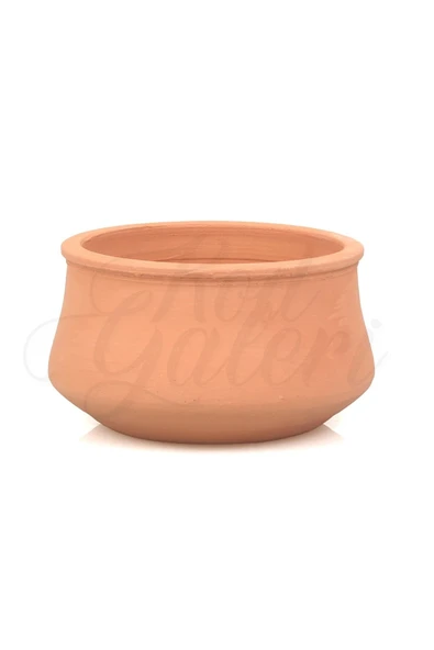 Yayvan Kazan Tipi Küçük Boy El Yapımı Doğal Terleyen Çömlek Toprak Saksı 10*6,5cm