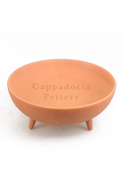 30cm Ayaklı Doğal Terleyen Çömlek Toprak Yayvan Saksı No.162 - 3