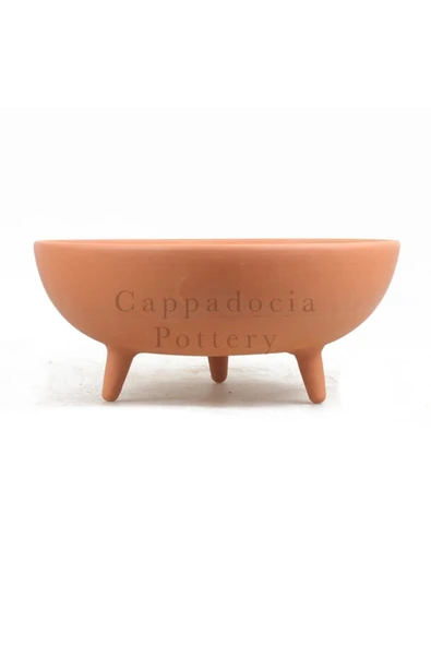 30cm Ayaklı Doğal Terleyen Çömlek Toprak Yayvan Saksı No.162