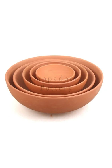 30cm Tabaklı Kase Tipi Doğal Terleyen Çömlek Toprak Yayvan Saksı No.173 - 6
