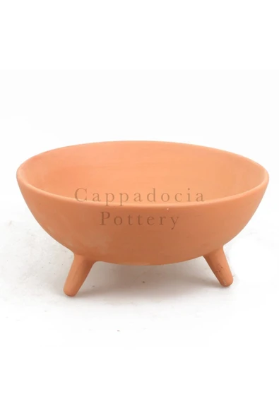 25cm Ayaklı Doğal Terleyen Çömlek Toprak Yayvan Saksı No.161 - 2