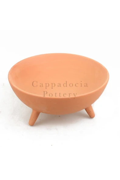 25cm Ayaklı Doğal Terleyen Çömlek Toprak Yayvan Saksı No.161 - 3