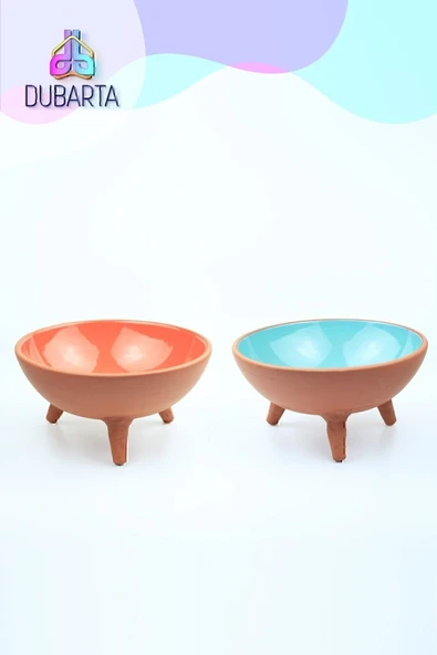 2li Ayaklı Sırlı Çömlek Kedi - Köpek Maması Kabı - 5