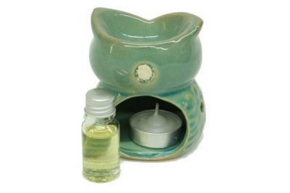 Baykuş Temalı Yeşil Seramik Buhurdanlık - 2