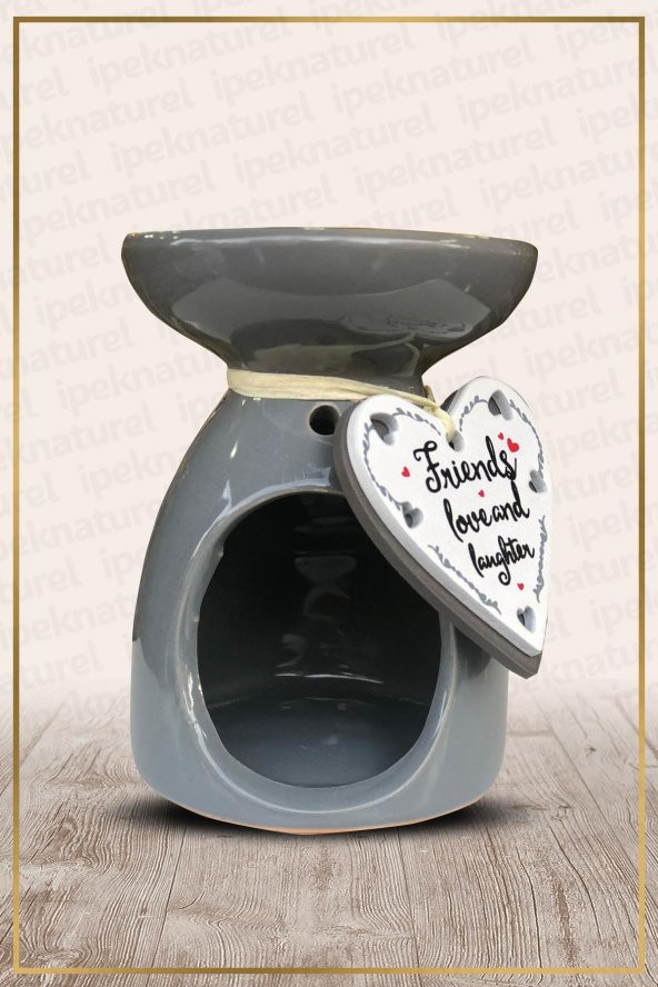 Gri Seramik Buhurdanlık Kalp Friendly