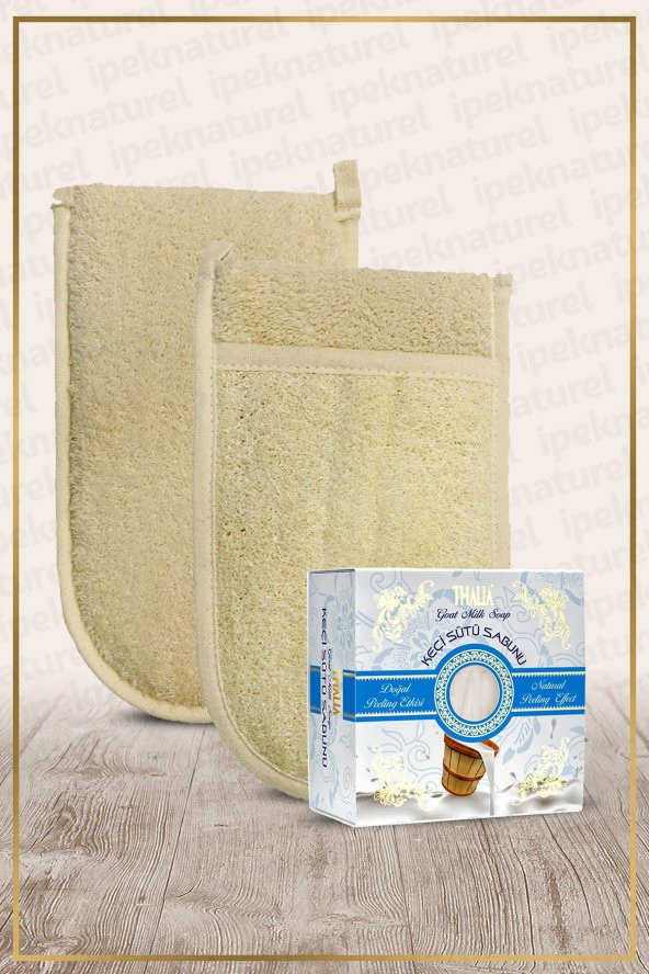 Kabak Lifi Kese Çift Taraflı El Geçmeli + Keçi Sütü Sabunu Banyo Hamam Kesesi Spa Seti
