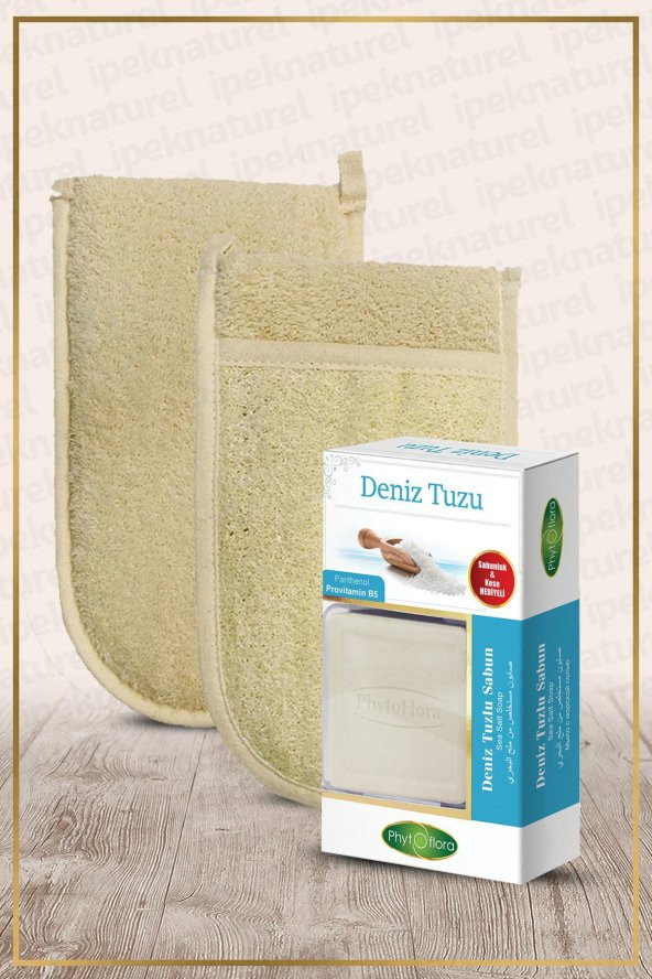 Kabak Lifi Kese Çift Taraflı El Geçmeli + Deniz Tuzu Sabunu Banyo Hamam Kesesi Spa Seti