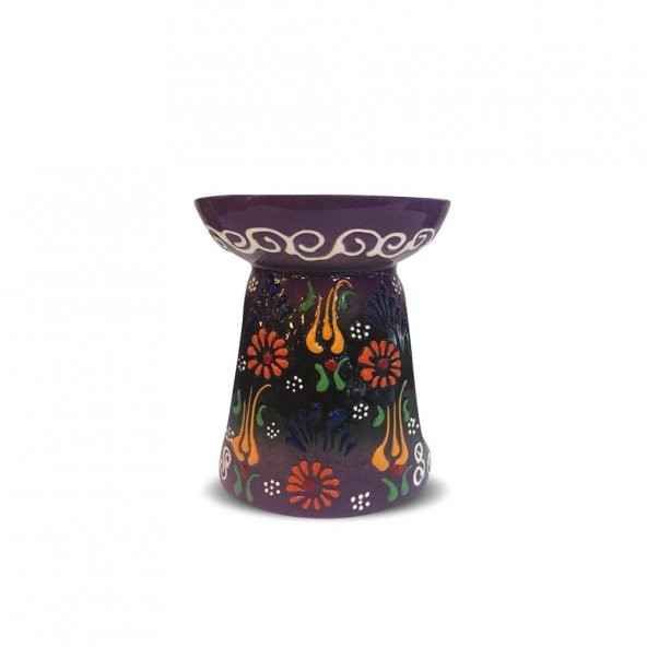 Nakış İşlemeli Seramik Buhurdanlık Mor - 2