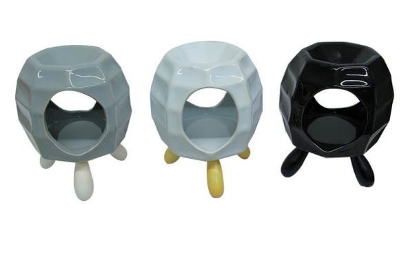 Ahşap Ayaklı Bal Peteği Temalı Beyaz Buhurdanlık - 2