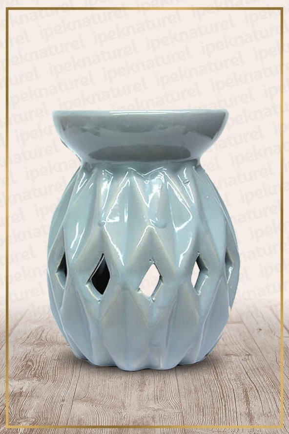 Ananas Desenli Gri Seramik Buhurdanlık