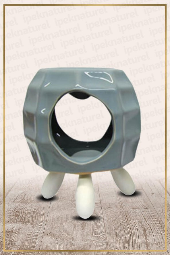 Ahşap Ayaklı Bal Peteği Temalı Gri Buhurdanlık