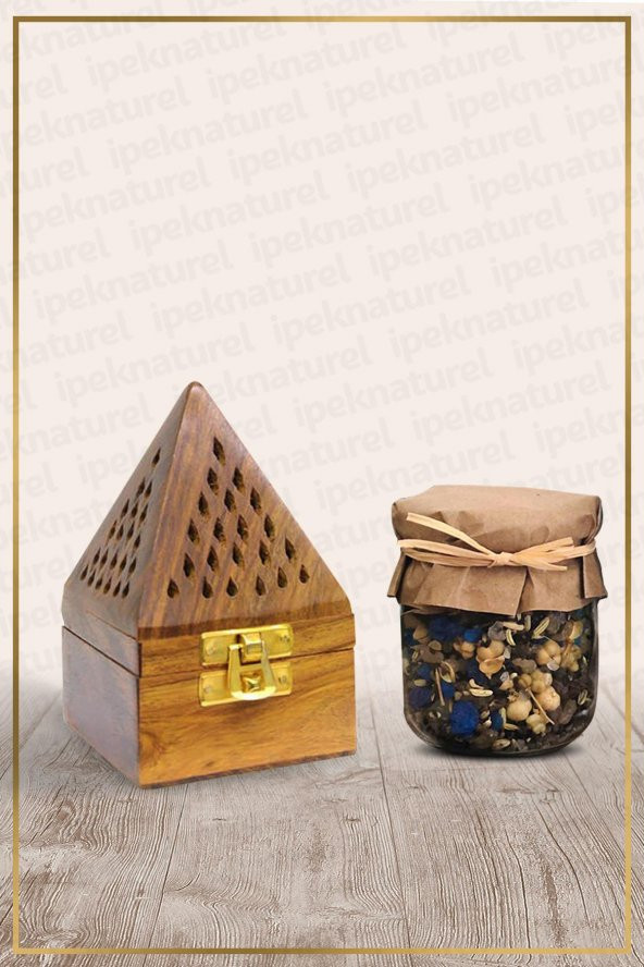 Ahşap Piramit Tütsü Yakma Kutusu Ve Karışık Buhur Tütsüsü